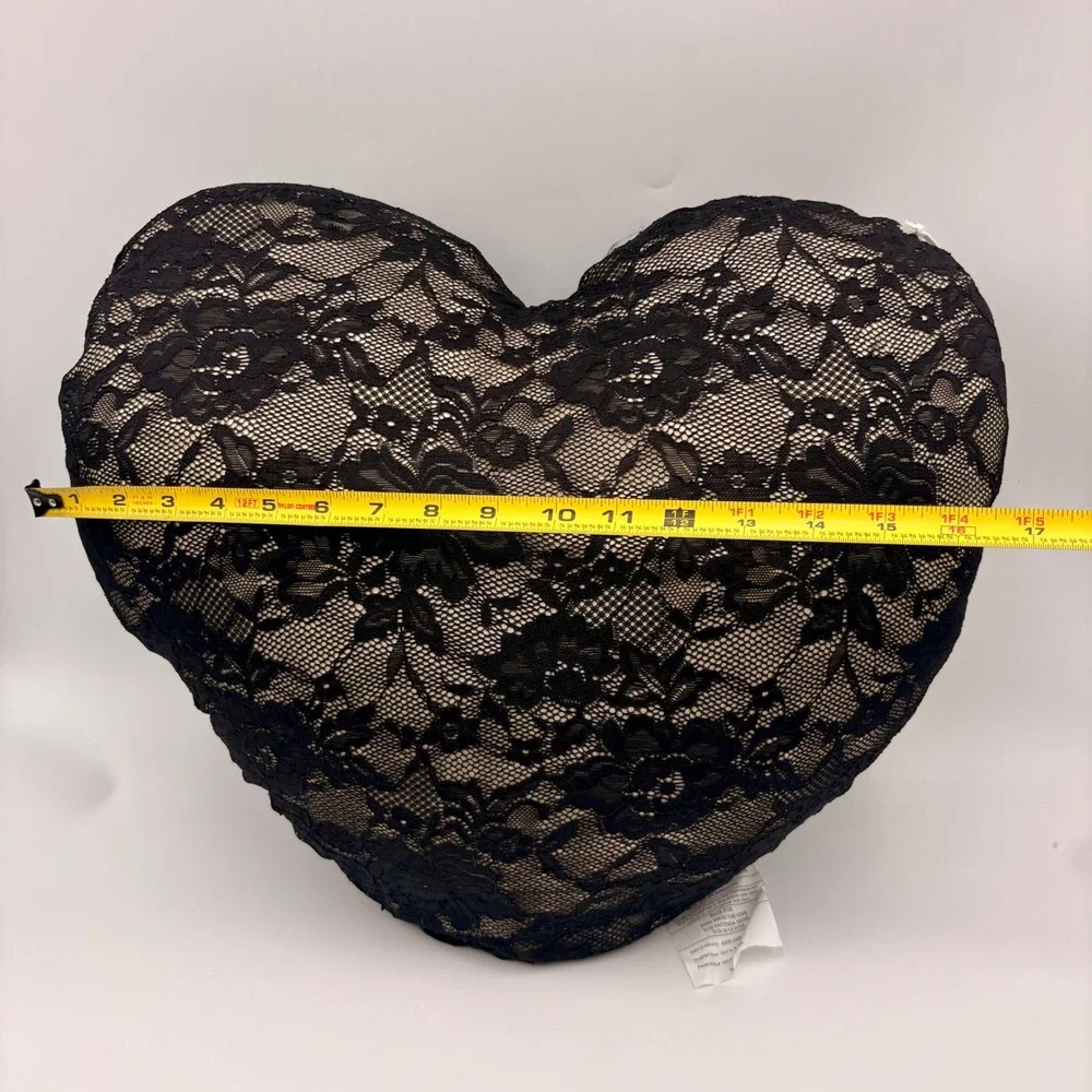 Coveted Home Black Lace Heart Shaped Halloween Pillow Gothic Victorian Goth NEW